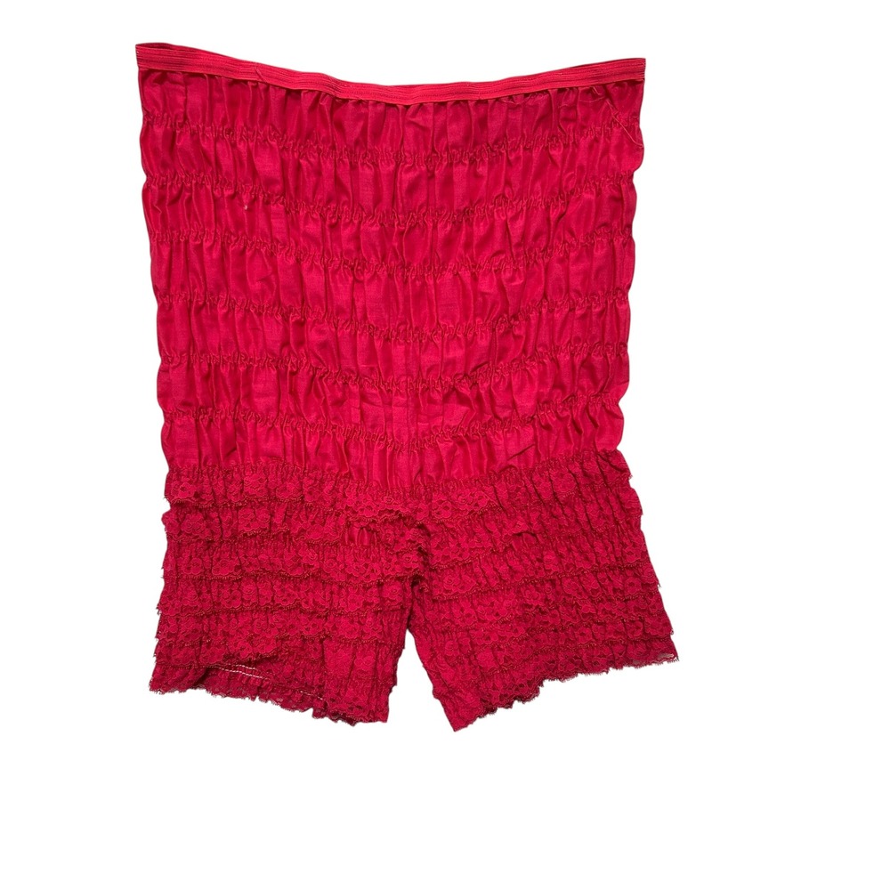VTG 80s Malco Modes Hot Pink‎ Ruffle Bloomer Shorts L Burlesque Pin Up Costume